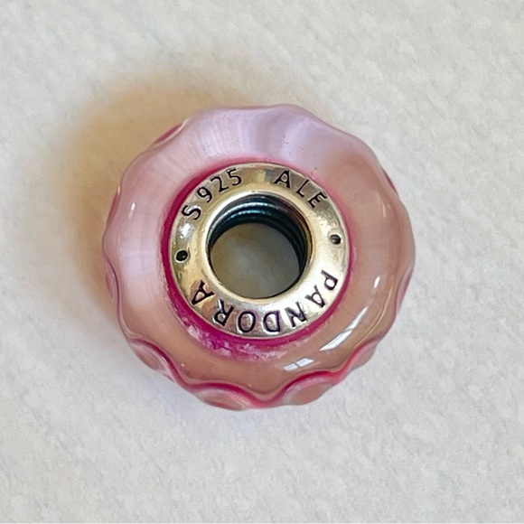 Pandora Wavy Fancy Pink Murano Glass Charm - Picture 4 of 6